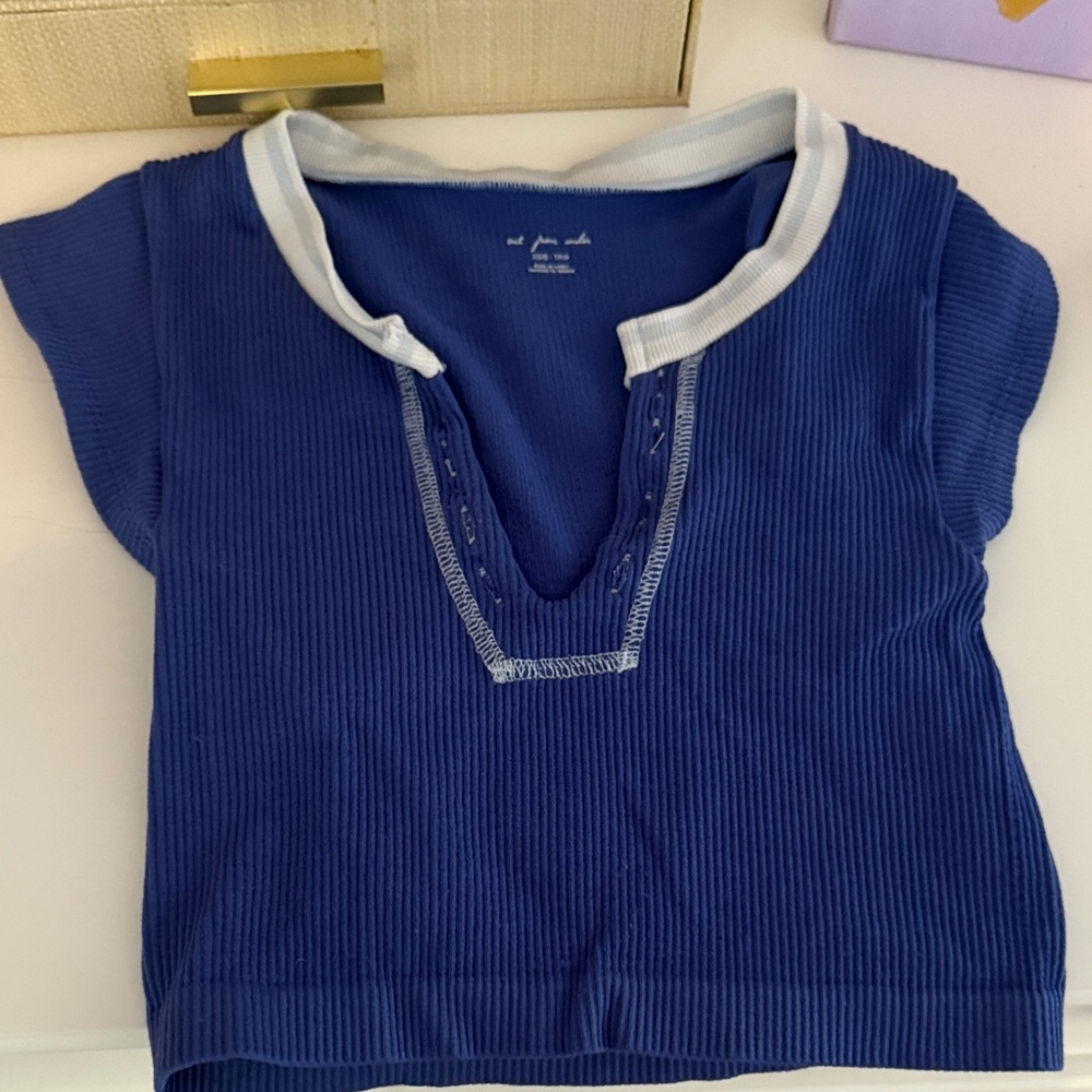 Urban Outfitters Blue Ribbed Crop Top